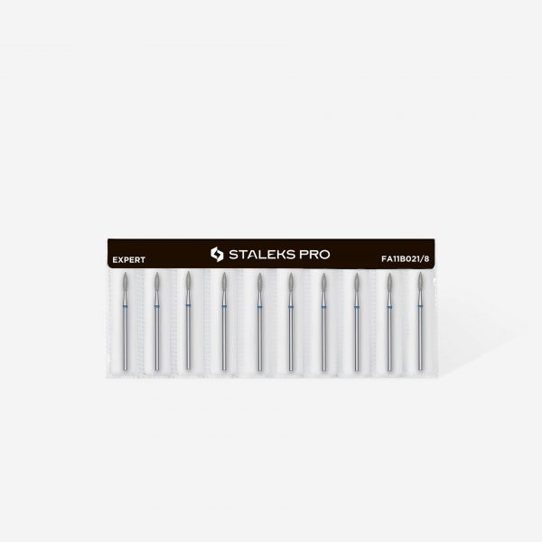STALEKS Fresa de diamante para uñas, puntiaguda "llama" , azul, diámetro cabeza 2,1 mm/ parte de trabajo 8 mm - Imagen 3