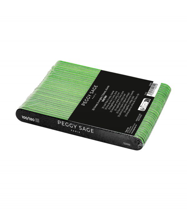 PEGGY SAGE Limas de uñas negras 2 caras lavables 100/180 - lote de 30 unidades