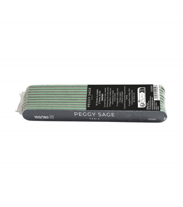 PEGGY SAGE Lote 10 limas para uñas 2 caras 100/180, negro
