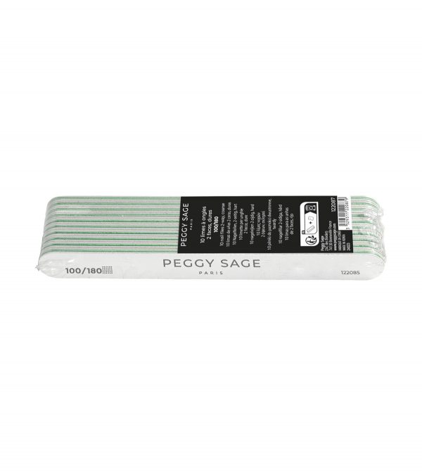 PEGGY SAGE Lote 10 limas para uñas 2 caras 100/180 blancas