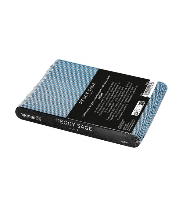 PEGGY SAGE Lote 30 limas de uñas 2 caras lavables colosales 100/180 negras