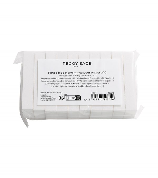 PEGGY SAGE Lote 10 bloques pomez blancos finos para uñas