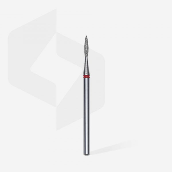STALEKS Fresa de diamante para uñas, puntiaguda "llama" , roja, diámetro cabeza 1,6 mm/ parte de trabajo 8 mm - Imagen 2