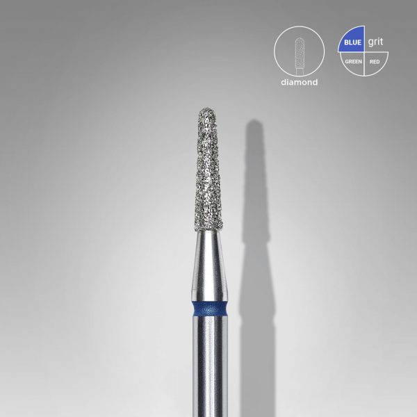 STALEKS Fresa de diamante para uñas, "frustum", azul, diámetro de la cabeza 1,8 mm/ parte de trabajo 8 mm