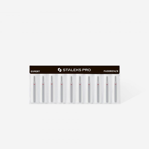 STALEKS Fresa de diamante para uñas, "cilindro" redondeado, rojo, diámetro de la cabeza 1,4 mm/ parte de trabajo 8 mm - Imagen 3