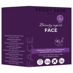 PEGGY SAGE Expositor de 15 mascarillas flash para los ojos alisantes con booster de colágeno