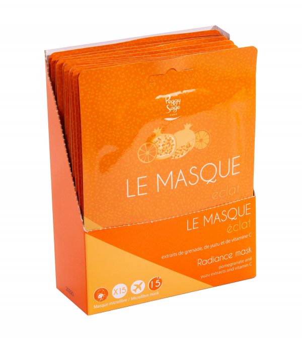 PEGGY SAGE Expositor 15 mascarilla resplandor