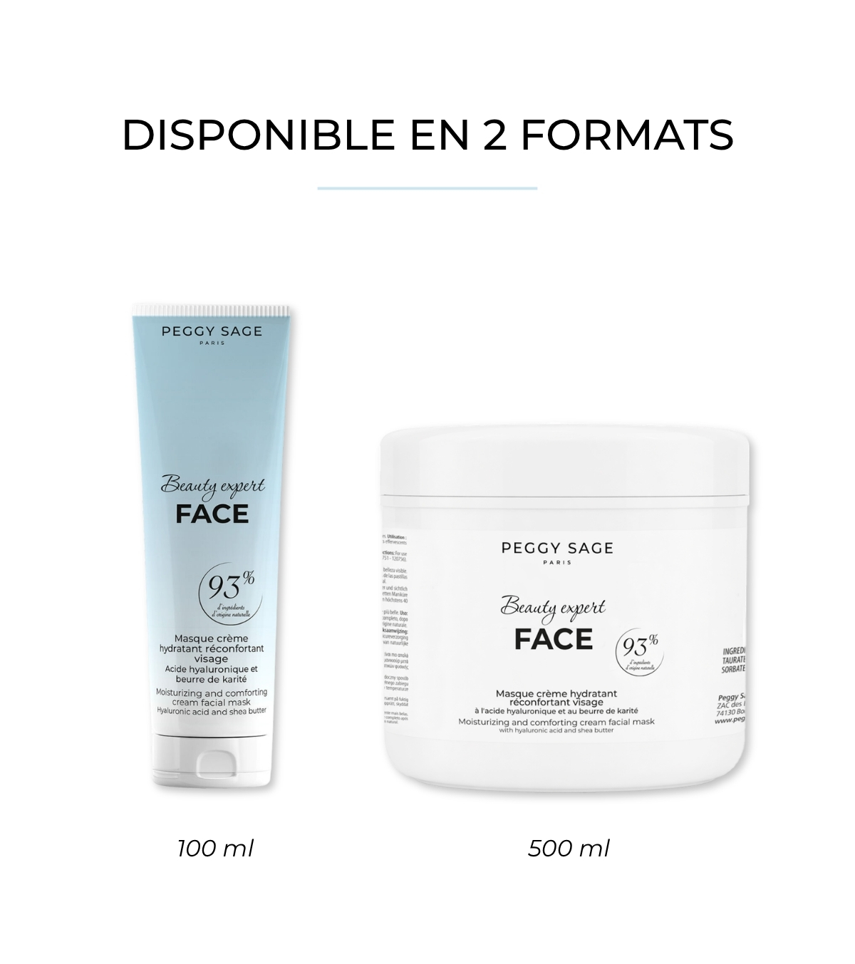 PEGGY SAGE Mascarilla crema hidratante reconfortante facial ácido hialurónico y manteca de karité 100 ml - Imagen 3