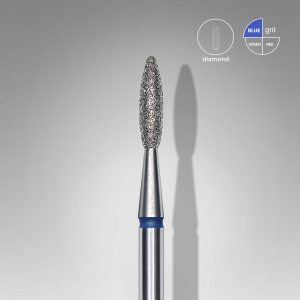 STALEKS Fresa de diamante para uñas, "flame" , azul, diámetro cabeza 2,1 mm/ parte de trabajo 8 mm