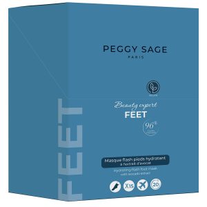 PEGGY SAGE Expositor de 15 mascarillas flash hidratantes para pies