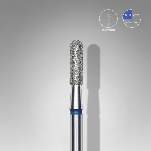 STALEKS Fresa de diamante para uñas, "cilindro" redondeado, azul, diámetro de la cabeza 2,3 mm/ parte de trabajo 8 mm