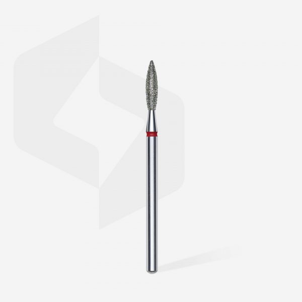 STALEKS Fresa de diamante para uñas, "flame" , roja, diámetro de la cabeza 2,3 mm/ parte de trabajo 10 mm - Imagen 2