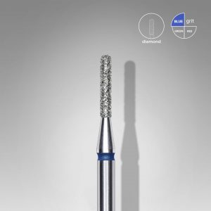STALEKS Fresa de diamante para uñas, "cilindro" redondeado, azul, diámetro de la cabeza 1,4 mm/ parte de trabajo 8 mm