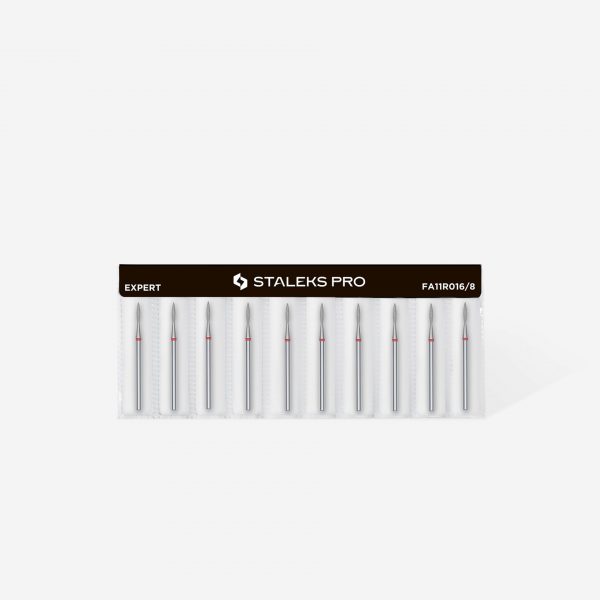 STALEKS Fresa de diamante para uñas, puntiaguda "llama" , roja, diámetro cabeza 1,6 mm/ parte de trabajo 8 mm - Imagen 3