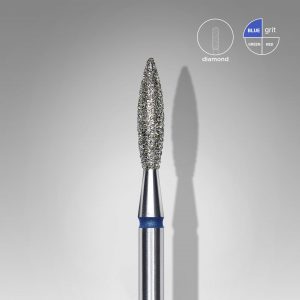 STALEKS Fresa de diamante para uñas, "flame" , azul, diámetro cabeza 2,3 mm/ parte de trabajo 10 mm