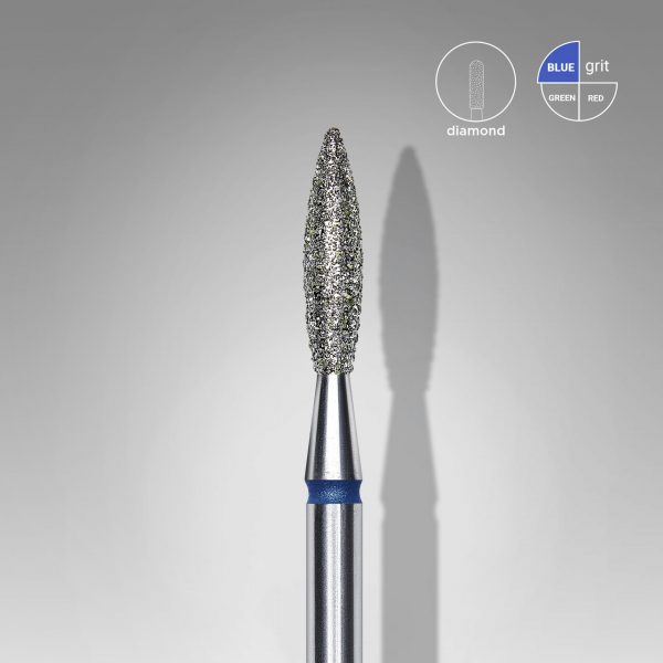 STALEKS Fresa de diamante para uñas, "flame" , azul, diámetro cabeza 2,3 mm/ parte de trabajo 10 mm