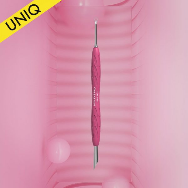 STALEKS Empujador manicura Gummy con mango silicona UNIQ 11 TIPO 2 (empujador biselado y en bucle)