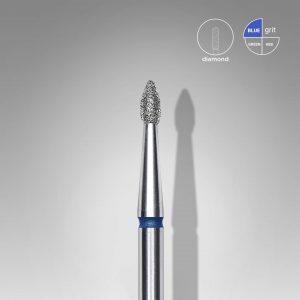 STALEKS Fresa de diamante para uñas, puntiaguda "bud" , azul, diámetro cabeza 1,8 mm/ parte de trabajo 4 mm