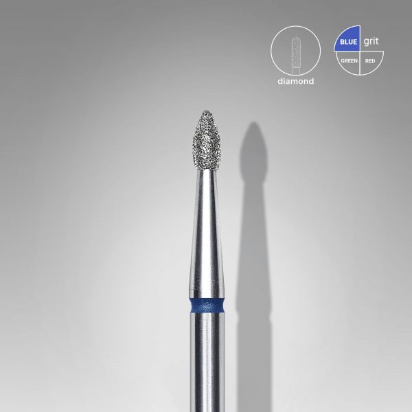 STALEKS Fresa de diamante para uñas, puntiaguda "bud" , azul, diámetro cabeza 1,8 mm/ parte de trabajo 4 mm